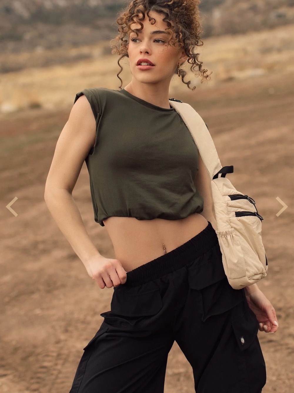 Sleeveless Olive Crop Muscle Tee - Minimal Everyday Top